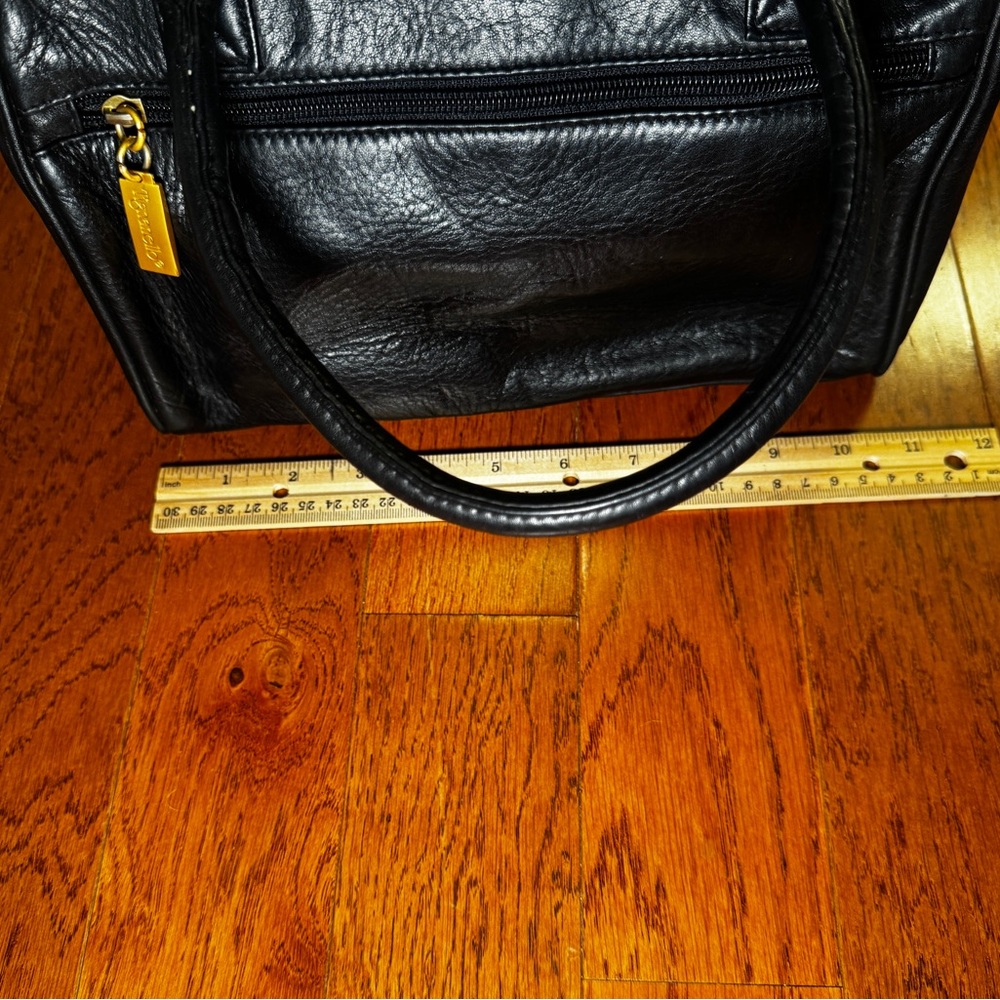 Tignanello | Vintage 90s Black Leather Satchel Bag - Picture 6 of 9